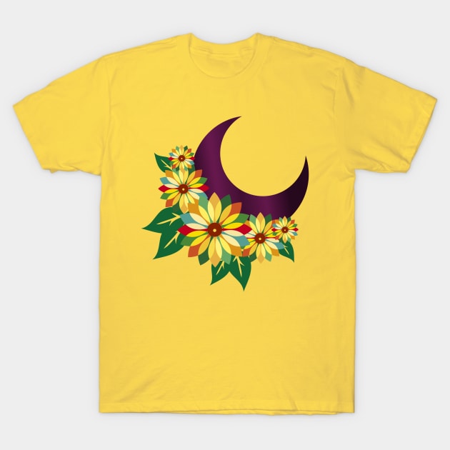 MOON UNDER FLOWERS T-Shirt by RENAN1989